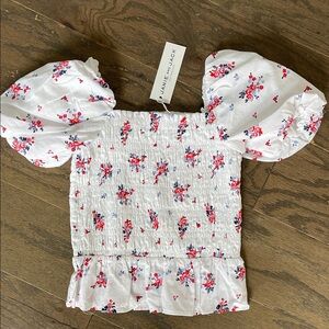 Janie and Jack White Floral Smocked Top